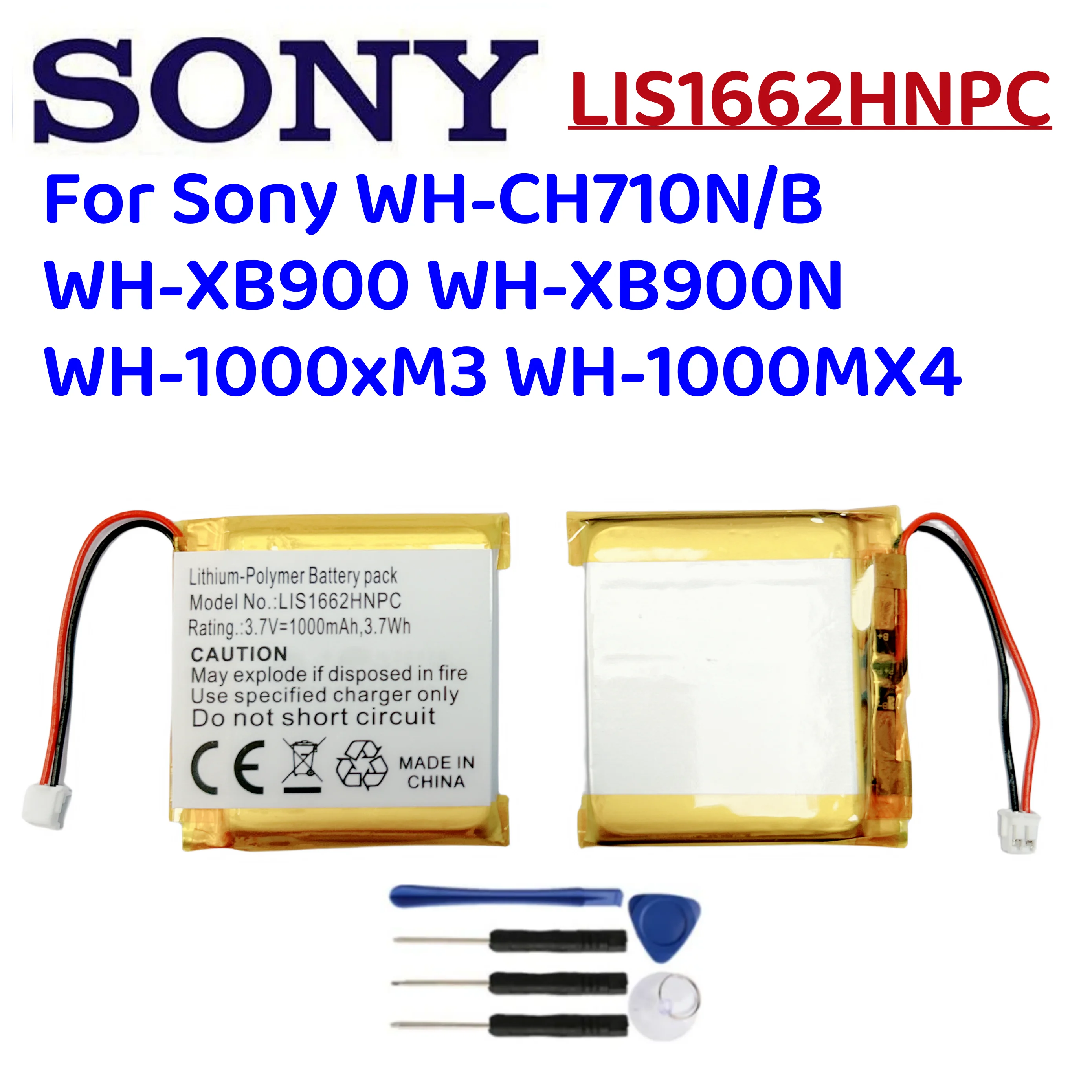 Batería original LIS1662HNPC para Sony WH-1000xM3 WH-1000XM4 WH-CH710N/B WH-XB900 WH-XB900N WH-XB910 XB910N SM-03 SP624038