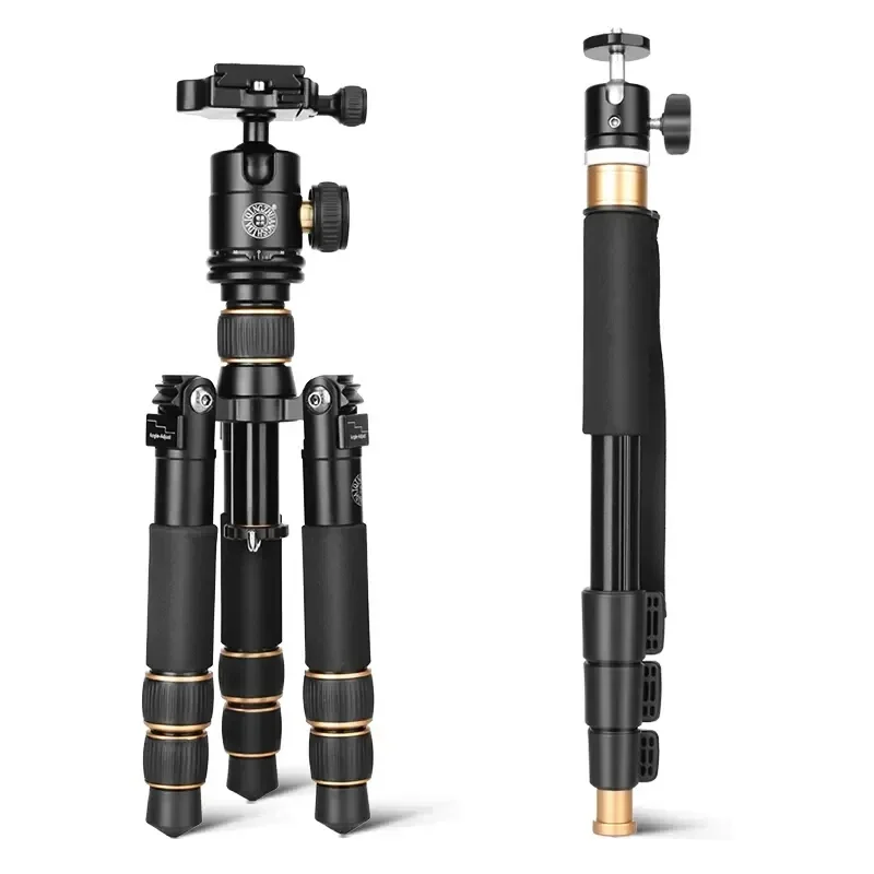 QZSD Q166C Carbon Fiber Small Tripod for Canon Nikon Sony Fuji Olympus Camera Stand Photography Video Live Streaming Studio