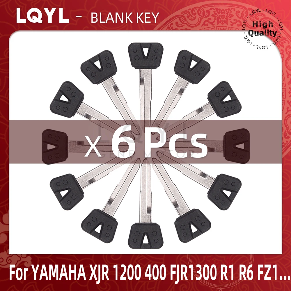 6Pcs Blank Key Motorcycle Replace Uncut Keys For YAMAHA SVS400 XJR1200 FJR1300 R1 R6 FZ1 FZ4 FZ6 FZ8 S N XJR400 XJ6 FZR400 SR400