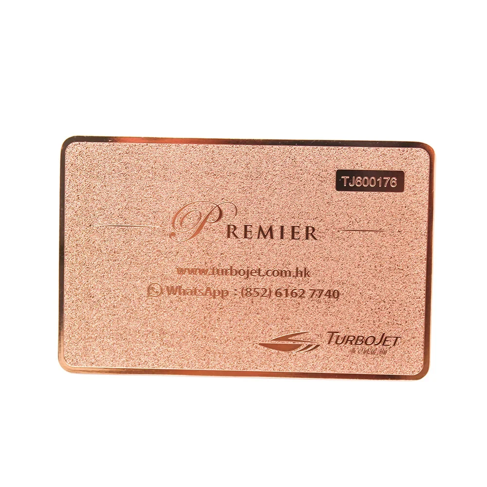 Factory Customized Stainless Steel Business Card Metal Nameplate Card, Rose Gold Corrosion Process Club VIP Membership Card