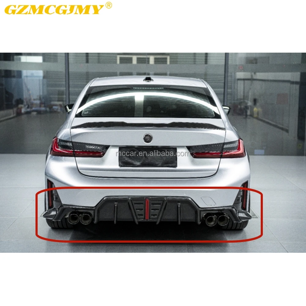 Perfect Fitment Dry Carbon Fiber Rear Lips For BMW 3 Series G20 G28 LCI Car Bumpers Rear Diffuser With Vertical Brake Lights