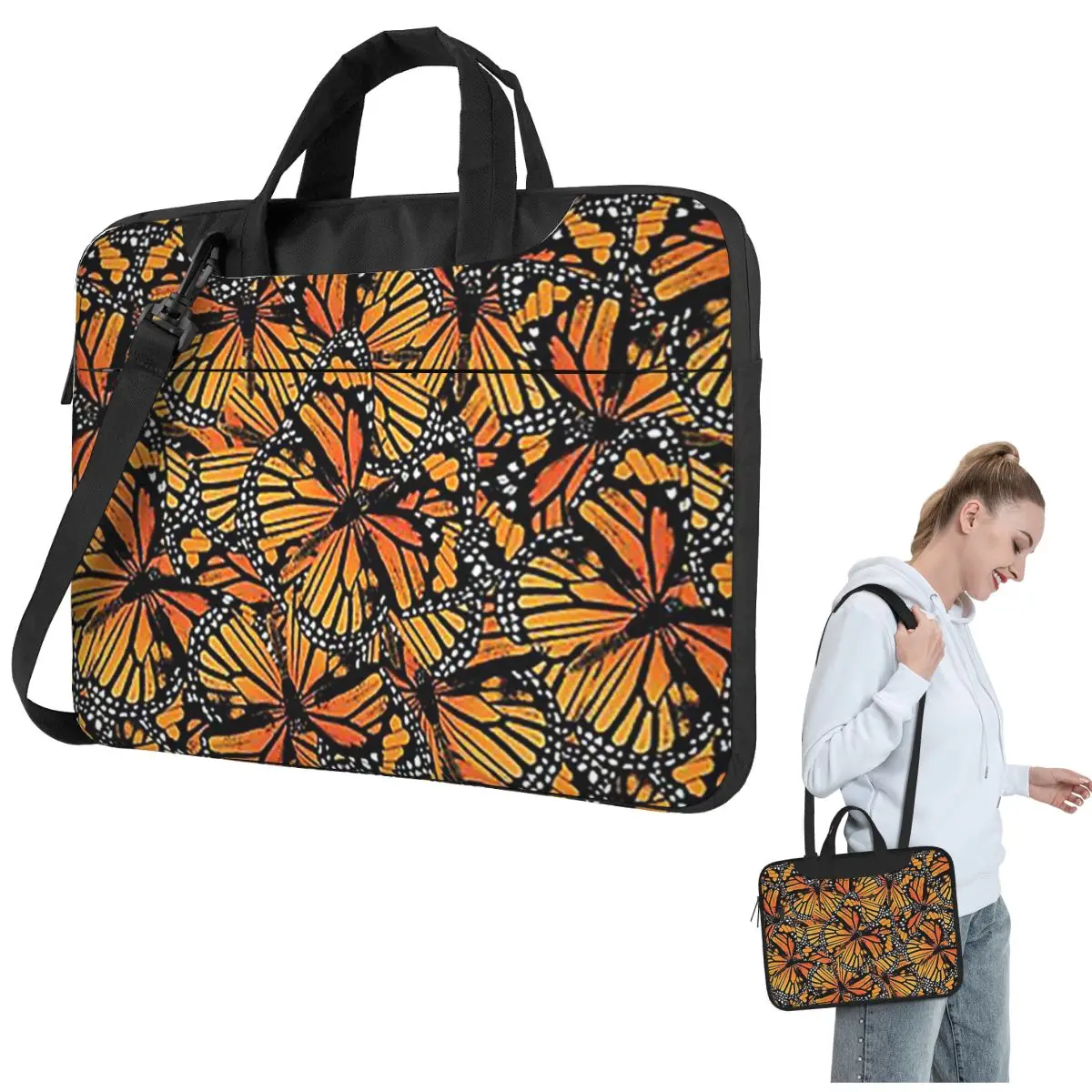 

Сумка для ноутбука Monarch Butterflies с крыльями насекомых, противоударный чехол, сумка для компьютера 13, 14, 15,6 дюймов, сумка через плечо для ноутбука