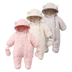 RAISE Autumn Winter Baby Girl Jumpsuit Velvet Thick Hooded Newborn Baby Bosysuit Infant Boy Outwear Coat Toddler Romper Snowsuit