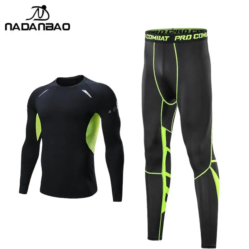 Nadanbao Men Gym Sport Running set di cappotti con cerniera traspirante ad asciugatura rapida abbigliamento Fitness Ropa tuta sportiva pantaloni elastici da palestra