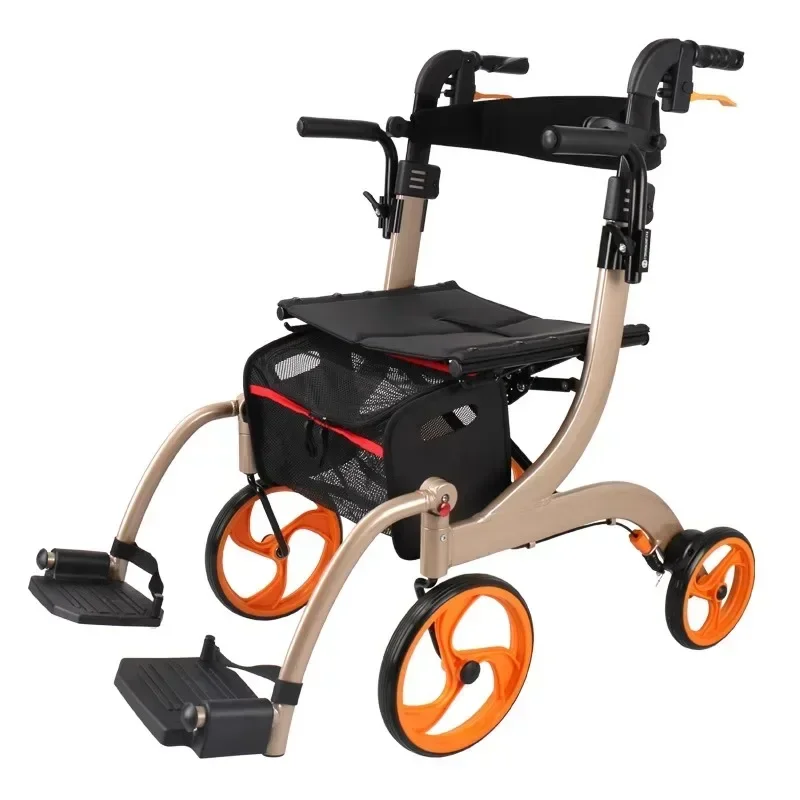 Elderly shopping driver, cart assistant, walking scooter, lightweight folding multifunctional walker, four-wheel drive