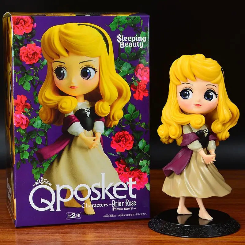 Disney 14cm Q Posket Princess Figure Model Toys Cake Figure Animation Model Dolls Gifts Home Decor Birthday Party