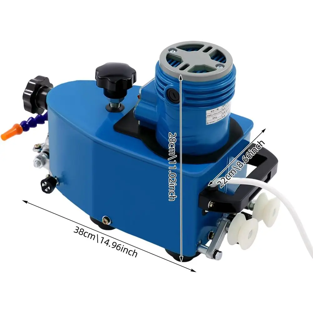 مطحنة وملمع حافة زجاجية محمولة 1100 وات للحجر والسيراميك، سمك 3-20 مم، 8000 دورة في الدقيقة، عجلات متعددة الأشكال، أزرق