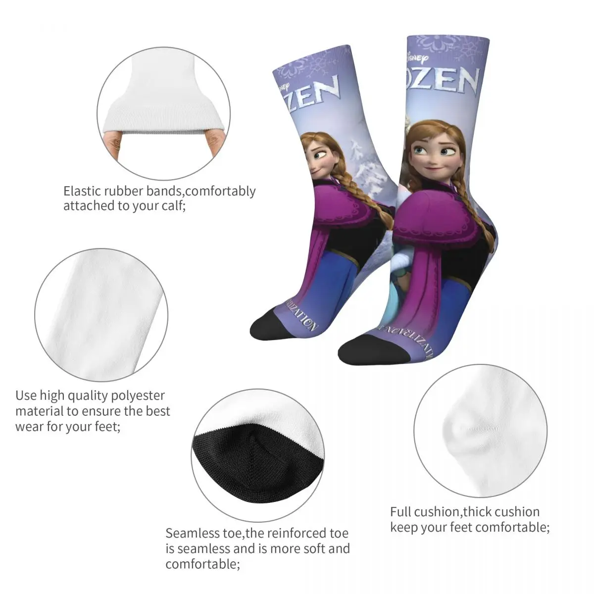 Frozen Elsa Princess Anna Autumn Winter Harajuku Men's Women'sSocks Sister Cartoon Sweat Absorbing Basketball Socks