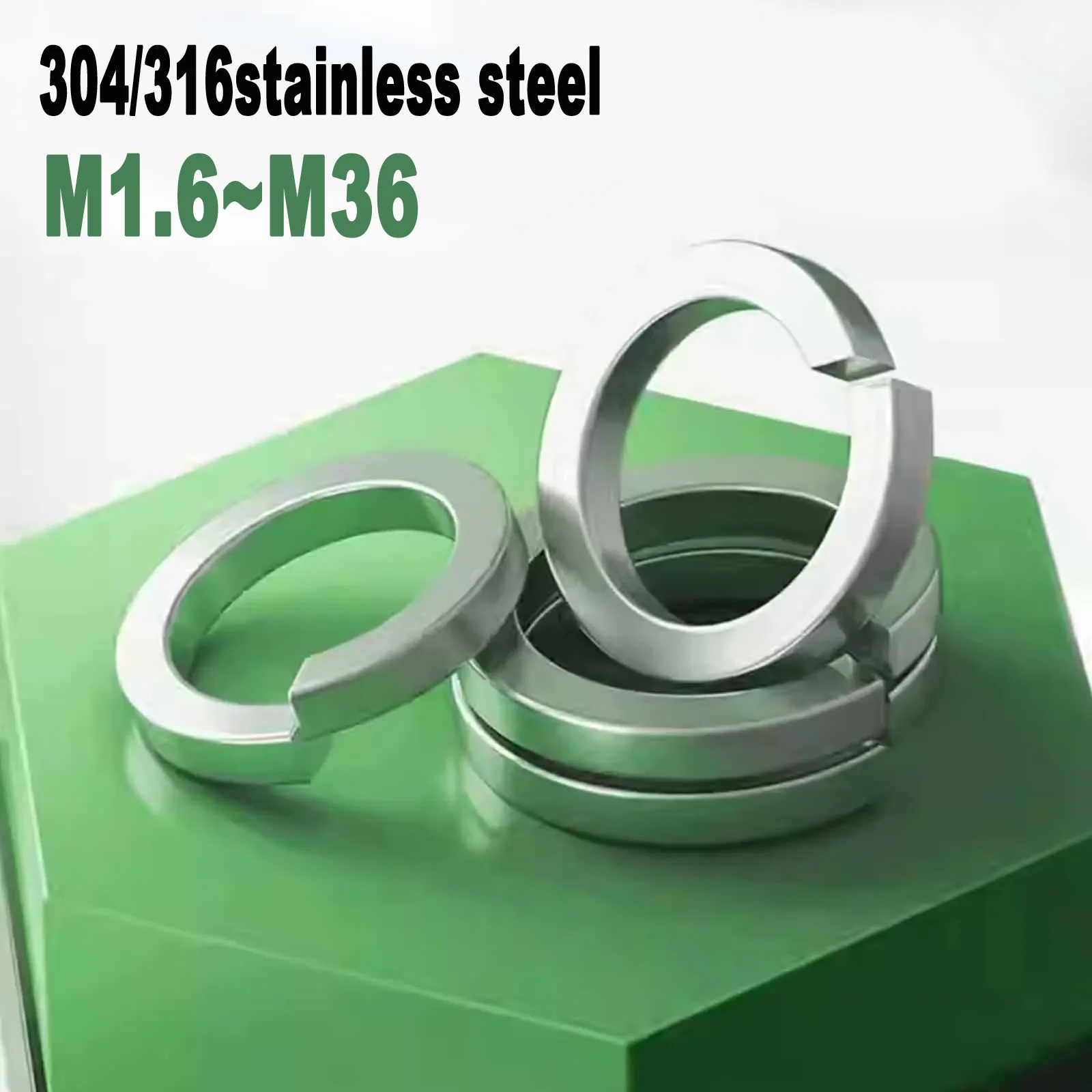 

1/500pcs M1.6 M2 M2.5 M3 M3.5 M4 M5 M6 M8 M10 M12 M14 to M36 304 316 Stainless Steel Spring Split Lock Washer Elastic Gasket