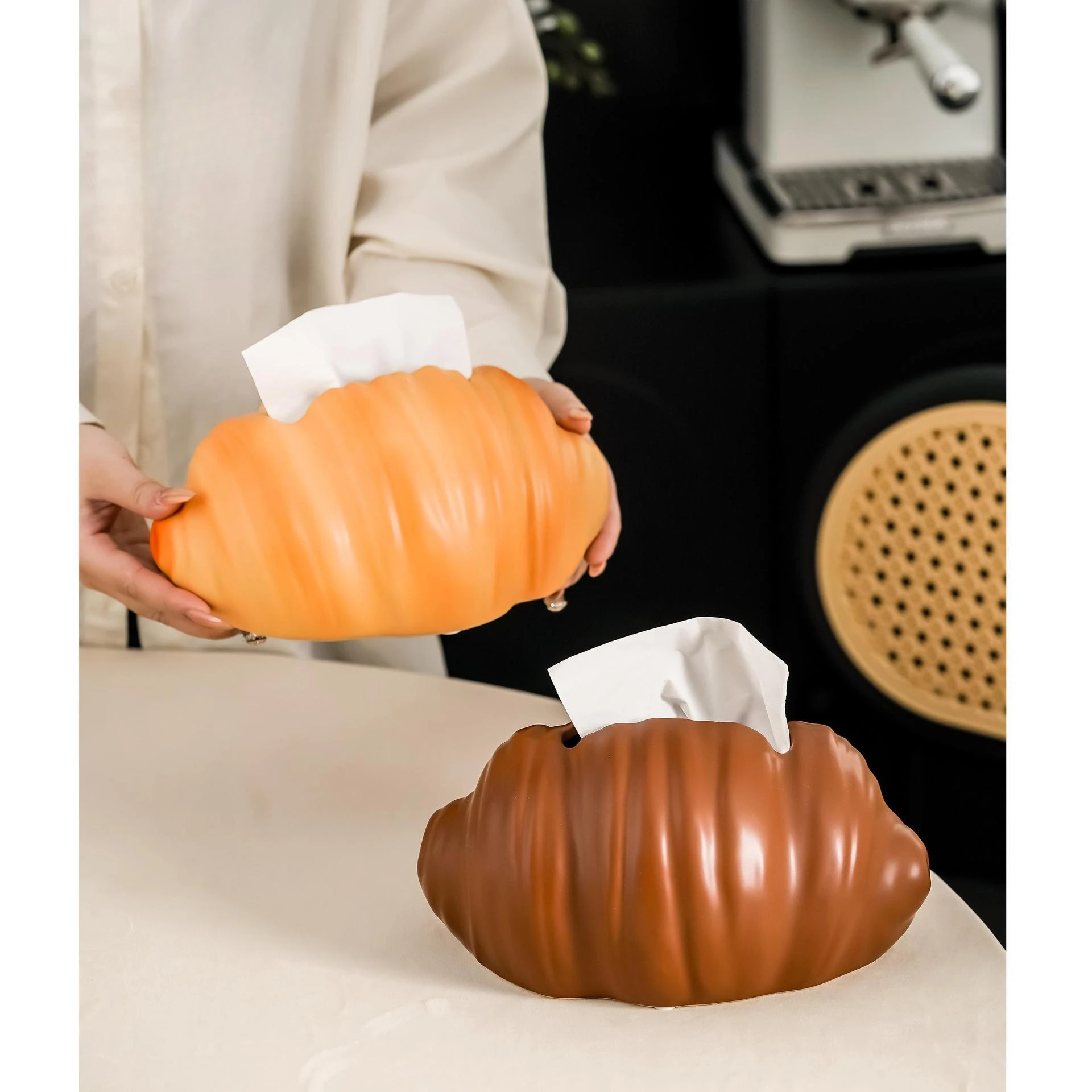 

Cute Creative Croissant Tissue Box Holder Ins High Value Home Decor for Bathroom Living Room