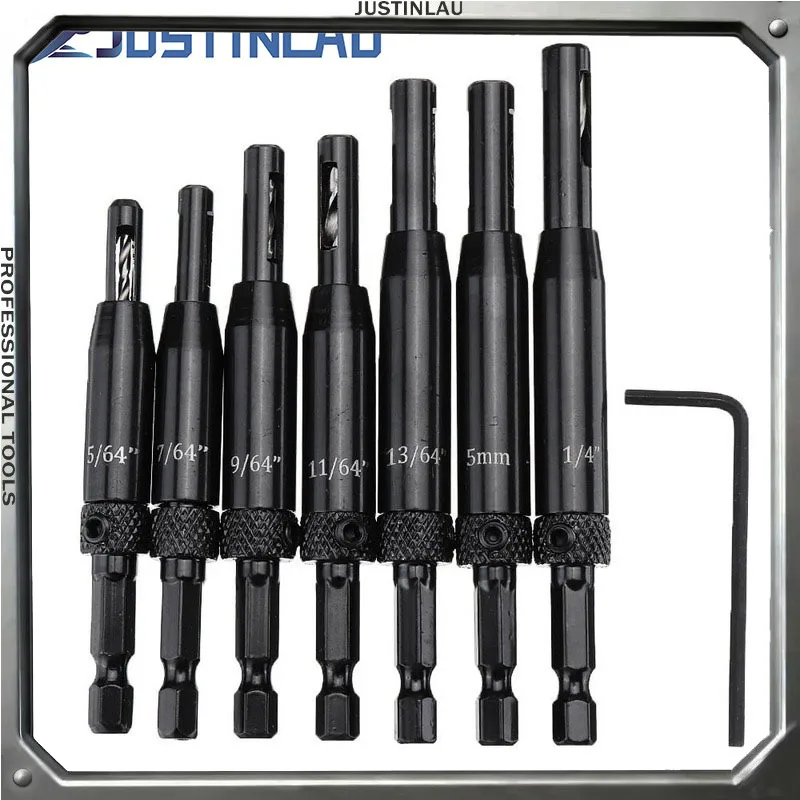 

JUSTINLAU Aluminium Alloy Self Centering Door Hinges Drill Bit Hole Puncher Woodworking Reaming Tool Countersink Drill Bit