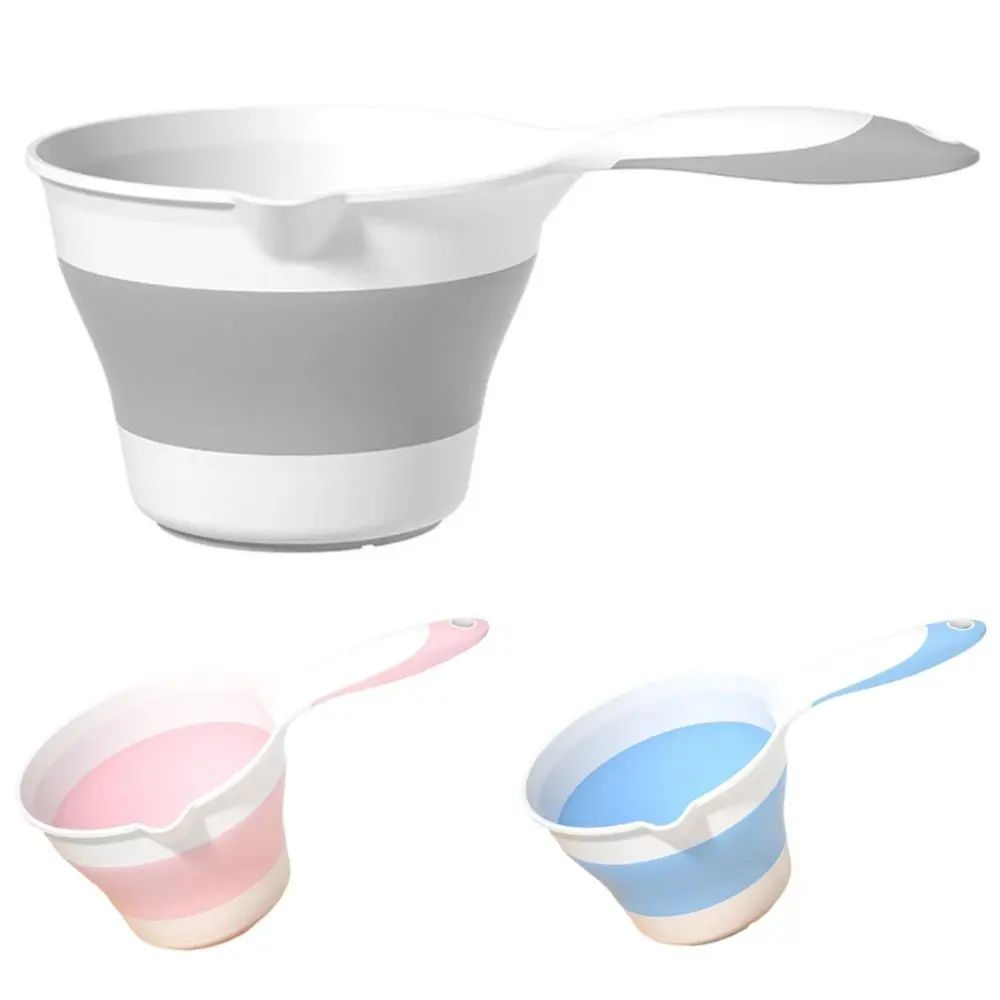 Cuchara de agua plegable creativa, cuchara de baño plegable con mango largo suspendido, cucharón de agua grueso de gran capacidad para el hogar