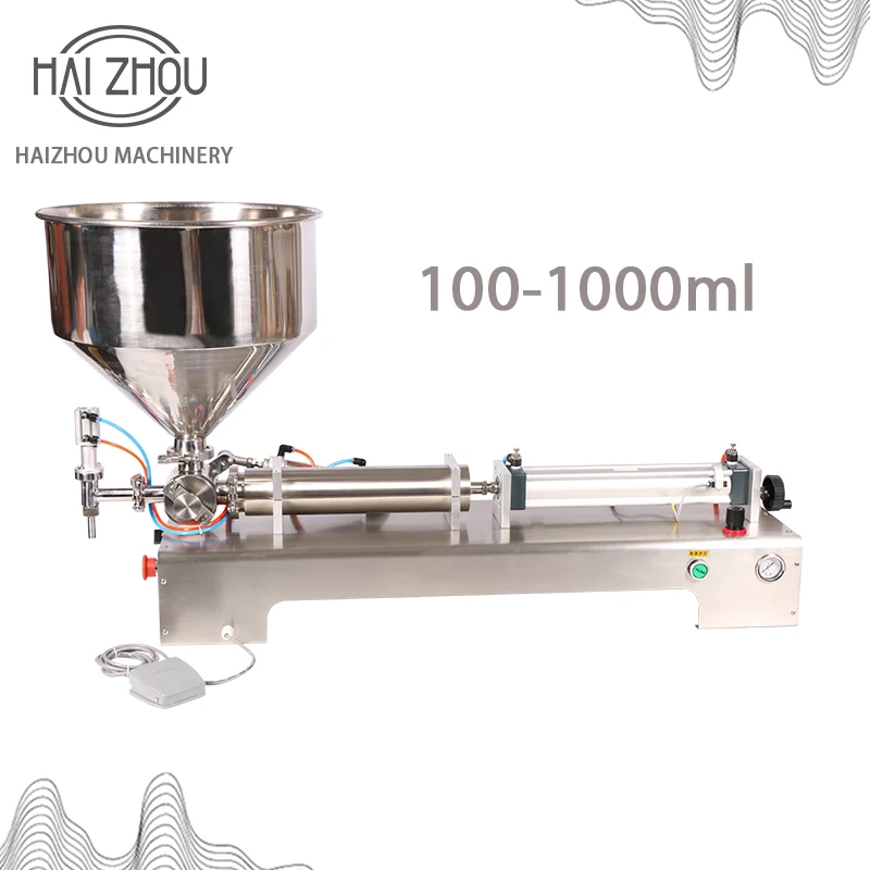 

HAIZHOU Semi Automatic 304 Stainless Steel Single Nozzle Chili Sauce Paste Filling Machine Range 100-1000ml G1WGD1000