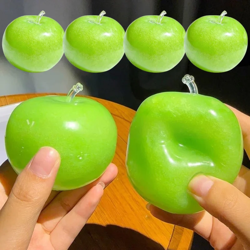 Realistic Artificial Green Apple Squishy Toy Soft Slow Rebound Stress Relief Squeeze Toy For All Ages Desktop Decor 1/2/3/5PCS