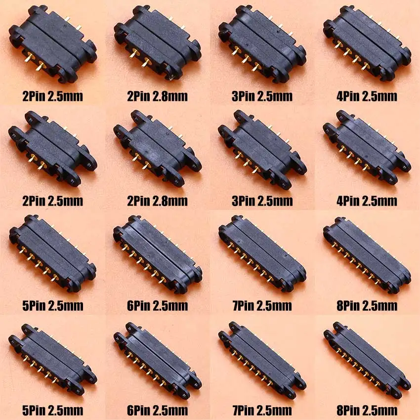 DC Magnetic Pogo Pin Connector 2 3 4 5 6 7 8 Pin Pogopin Male Female Spacing 2.5mm 2.54mm 2.80mm Spring Loaded DC Power Socket