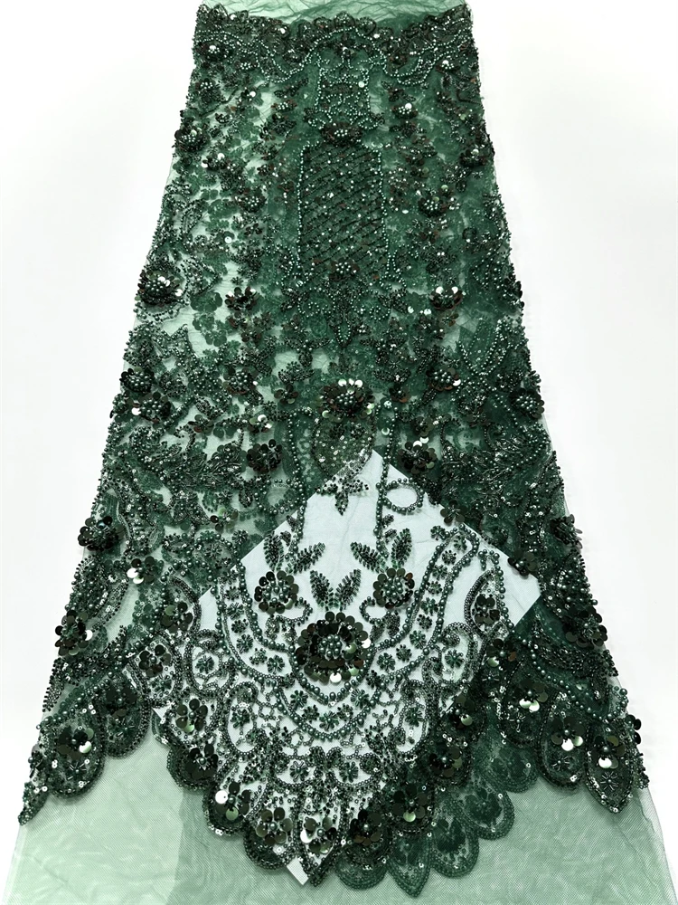 

Luxurious African Luxury Beads Bride Tulle lace Fabric 2026 High Quality Embroidery French Tulle Lace For Nigeiran Party Dress