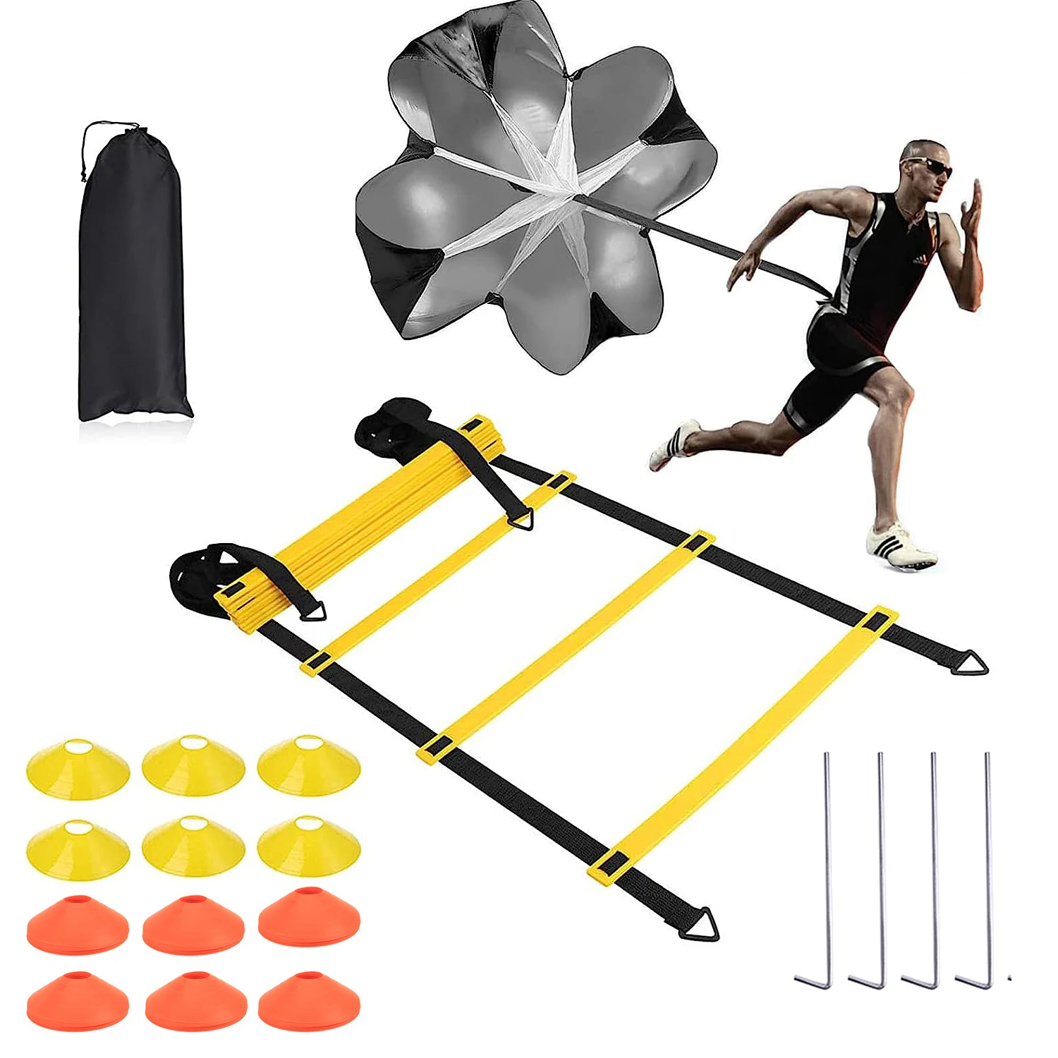 Flexibility Speed Soccer Training Equipment Set Agility Speed Ladder Parachute Exerciser Sport Obstacles Football Accessories