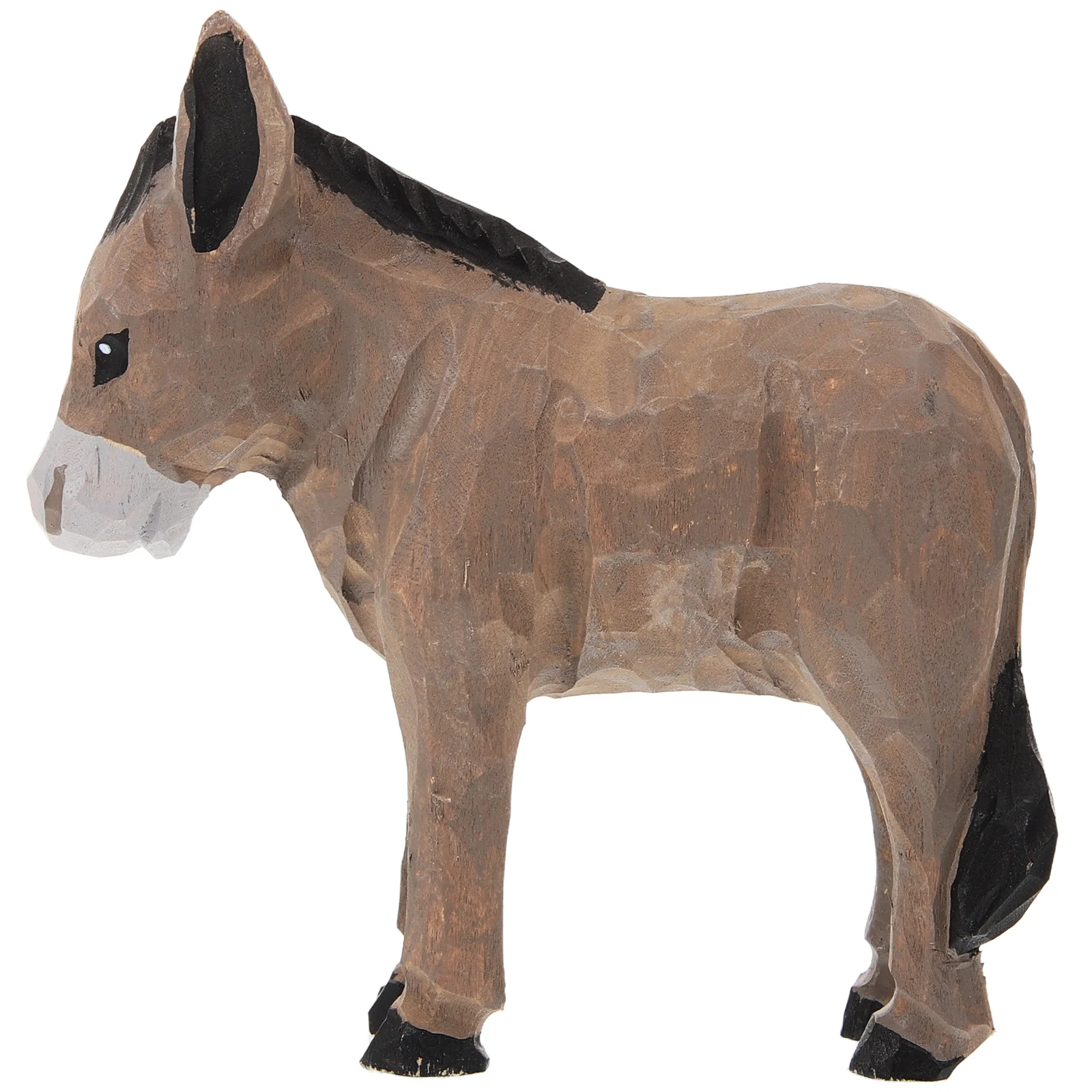 

Wooden Carved Donkey Sculpture Desktop Handcrafted Wood Carved Small Donkey Figurine Wood Donkey Statue