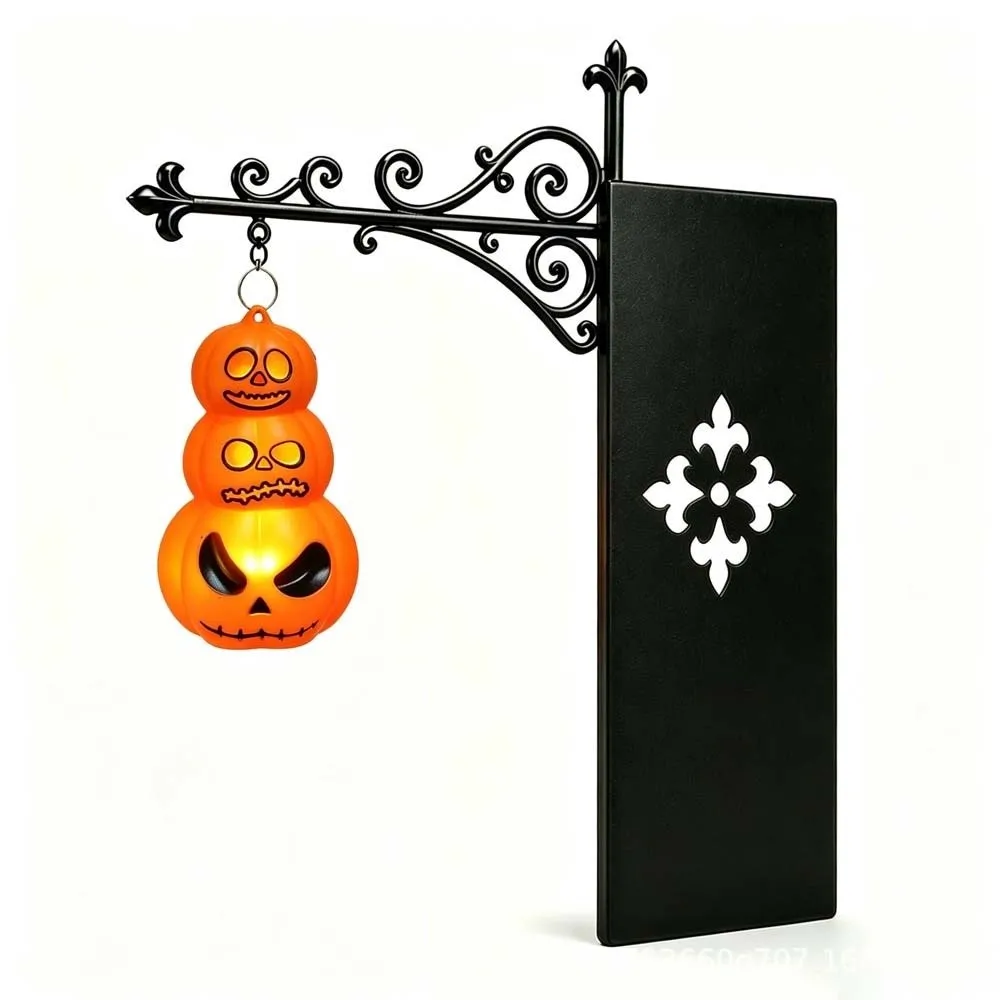 Wrought Iron Street Lamp Bookends Matte Black Hollow Out LED Glowing Lantern Button Cell Battery Powered Retro Style