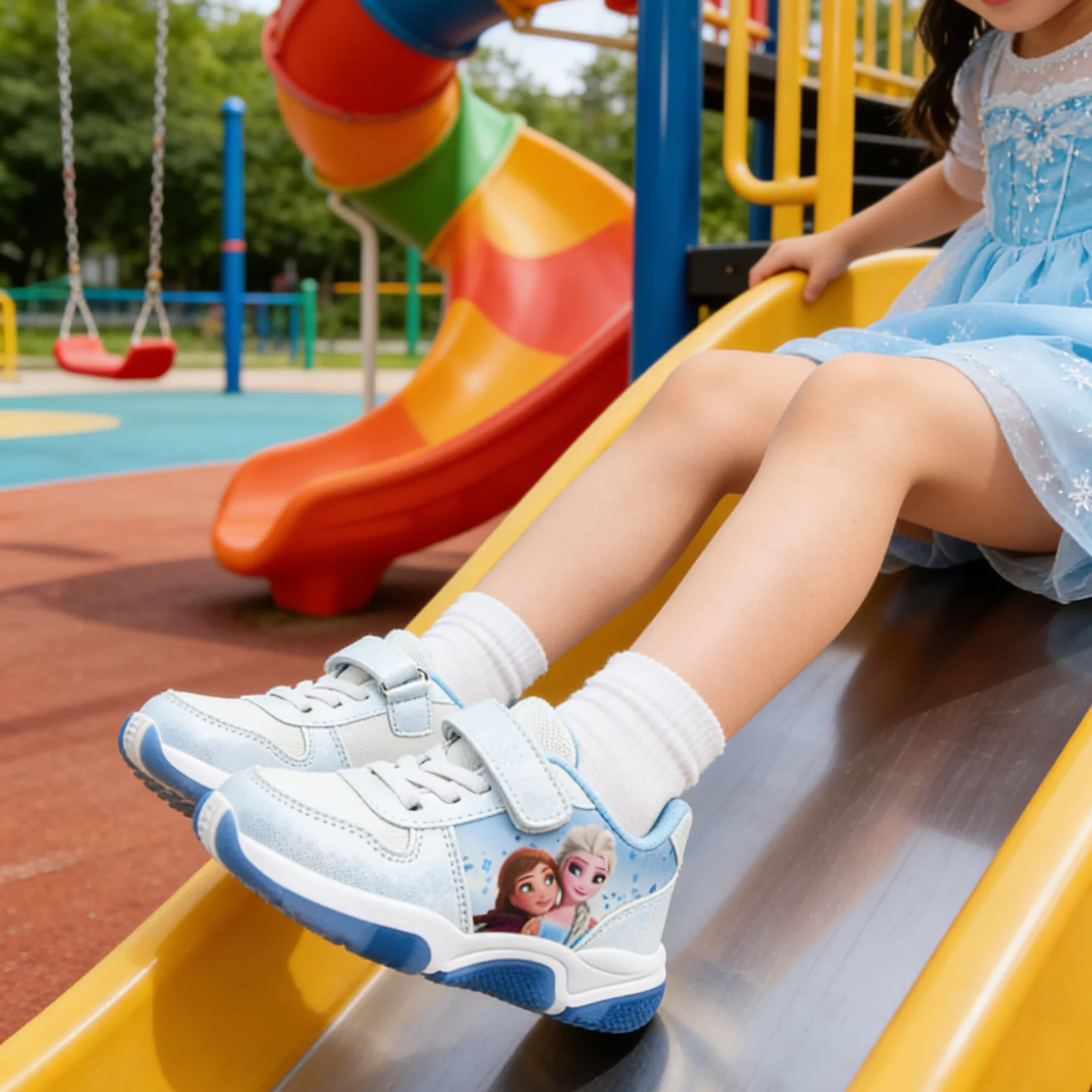 

Kids'Casual Shoes Led Light Elsa Princess Frozen Mesh Fashion Autumn Shoes For Children Breathable Anti-slip White Size 26-31