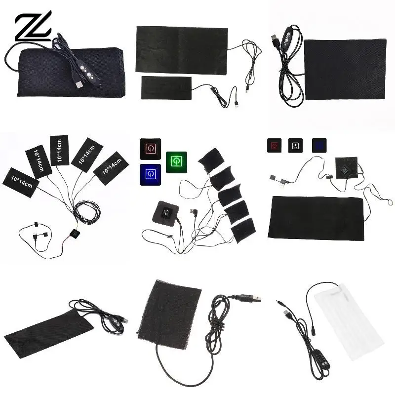 Almohadilla calefactora de fibra de carbono para invierno, calentador de manos eléctrico de fibra de carbono, USB, uds, estera de calor infrarroja, 1/2/4 película de calentamiento, 5V