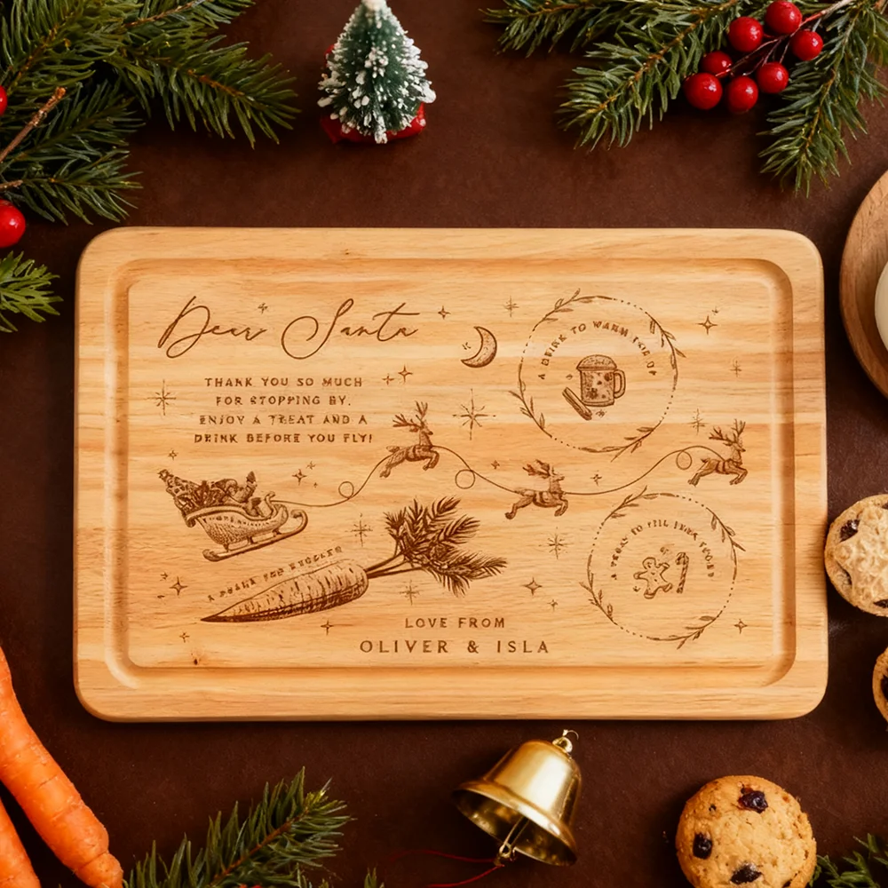 

Custom Christmas Eve Cutting Board Santa Treat Board Christmas Eve Plate Mince Pie Cookie Plate Christmas Kitchen Decor Gift