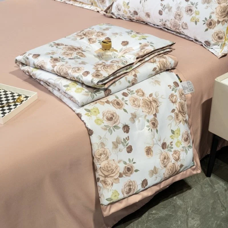 

Summer Lightweight Luxury Washed Lyocell Cooling Quilt Naked Sleep Ice Silk Four-Piece Set Home Dormitory Air Conditioned Quilt