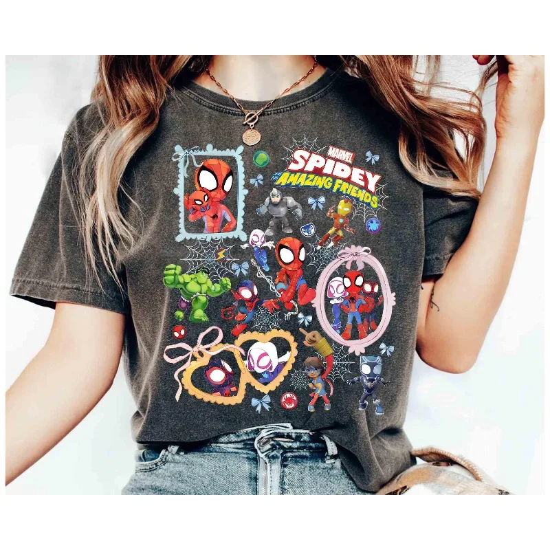 T-shirt Spider Man et ses amis magiques, T-shirt unisexe en pur coton, décontracté et à la mode, toutes saisons