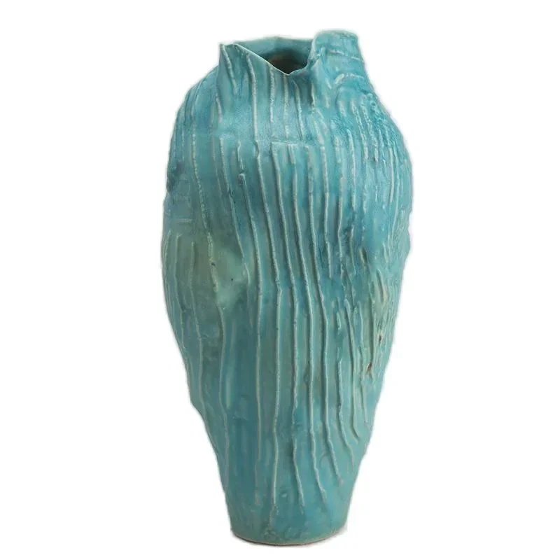 

Wabi Sansan Wind Special-shaped Handmade Ceramic Vase Ornament Home Furnishing Model Room Homestay Dried Flower