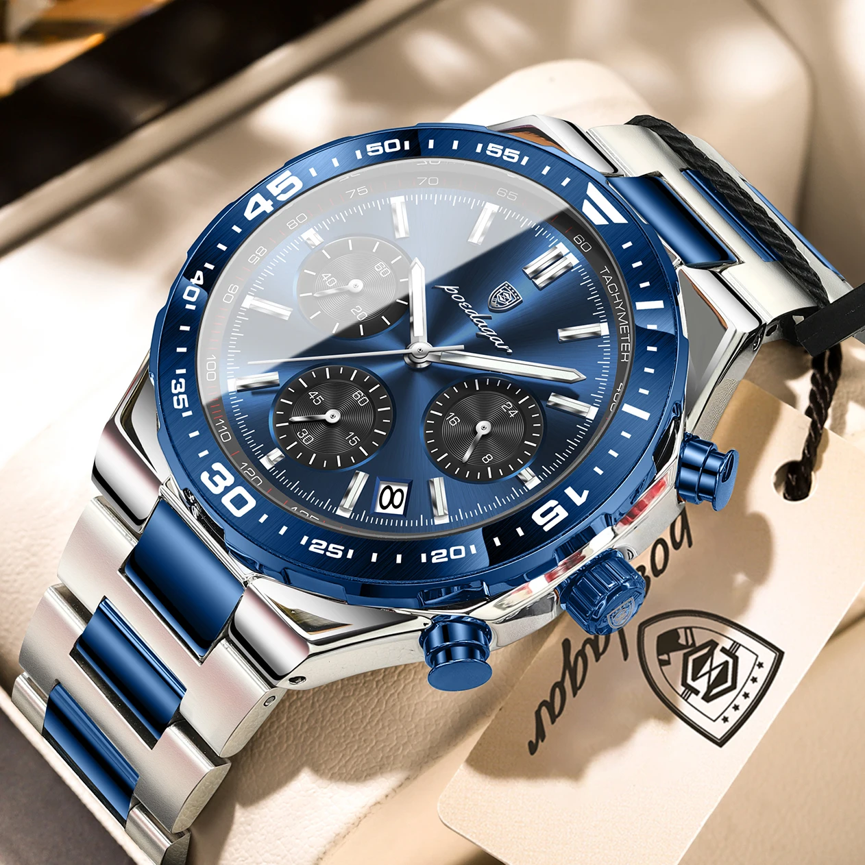 POEDAGAR Fashion Creative Men's Quartz Watch Waterproof Luminous Sport Man Clock Date Chronograph Business Watches For Men Reloj image 3