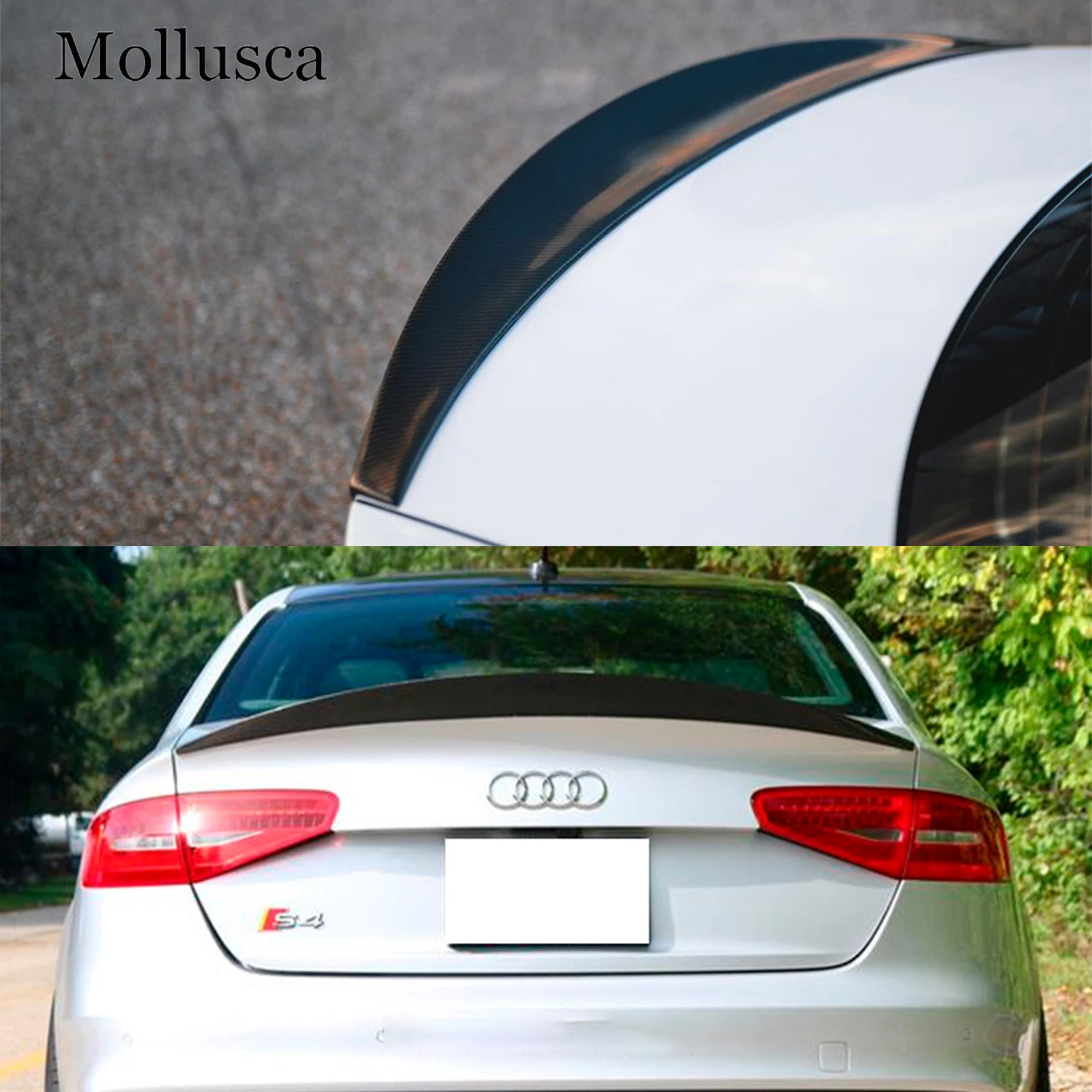

For AUDI S4 B8 B8.5 Sedan 2008-2016 HK Style Carbon Fiber Rear Spoiler Trunk Wing