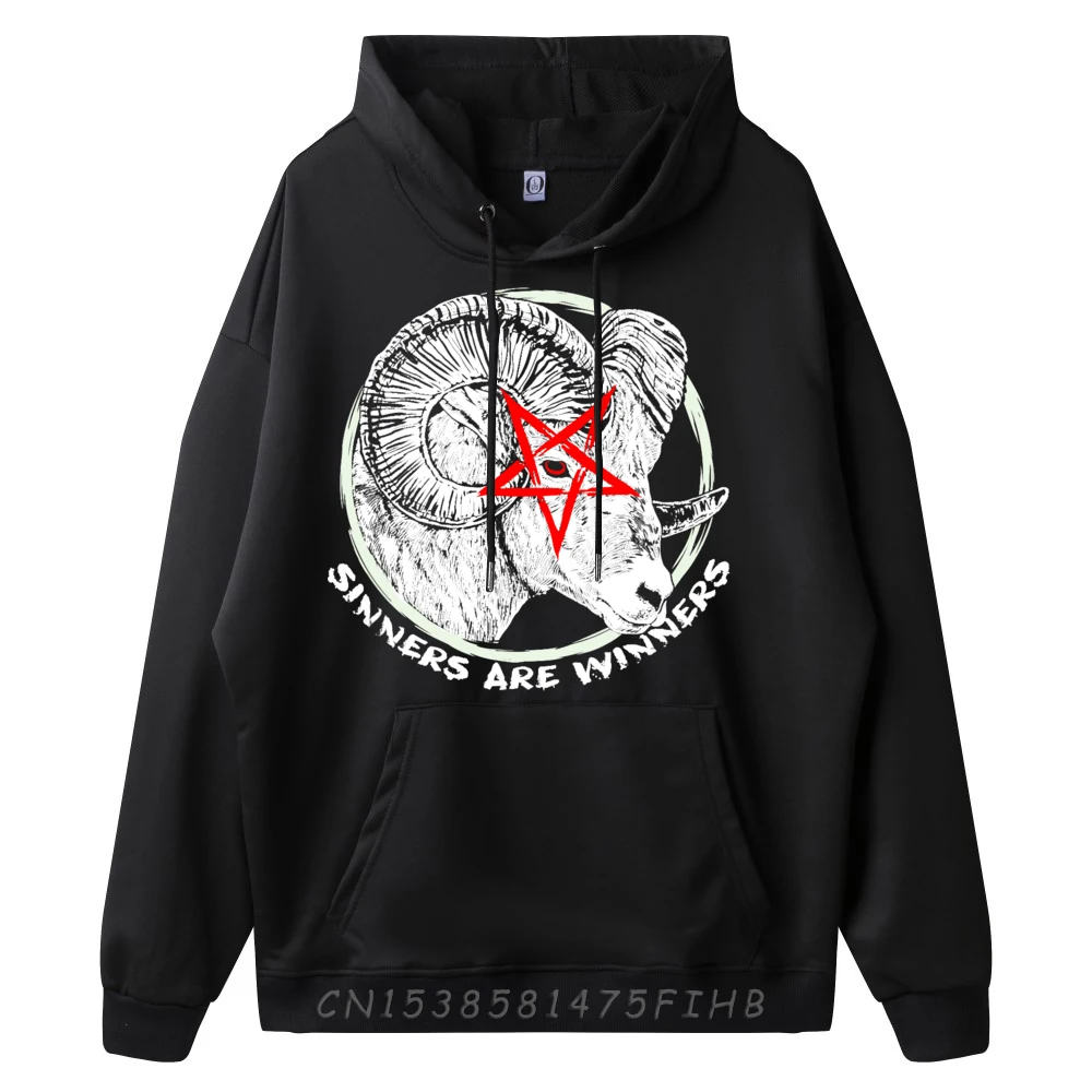 Funny Satanic Goth Sinners Are Winner Hoodies Hip Hop Christmas Long Sleeve Crewneck Hoodies Female Leisure Hoodies
