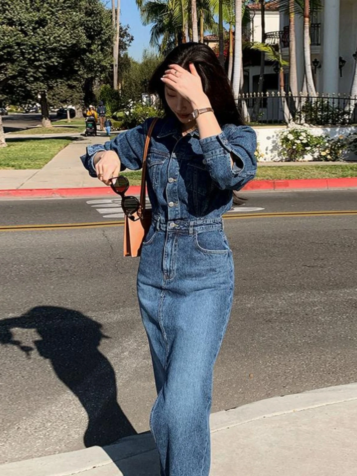 

Blue Denim Women's Dr High Waist Long Skirt Spring Autumn New Sle Retro Design Sense Slit Design Sense Waist in
