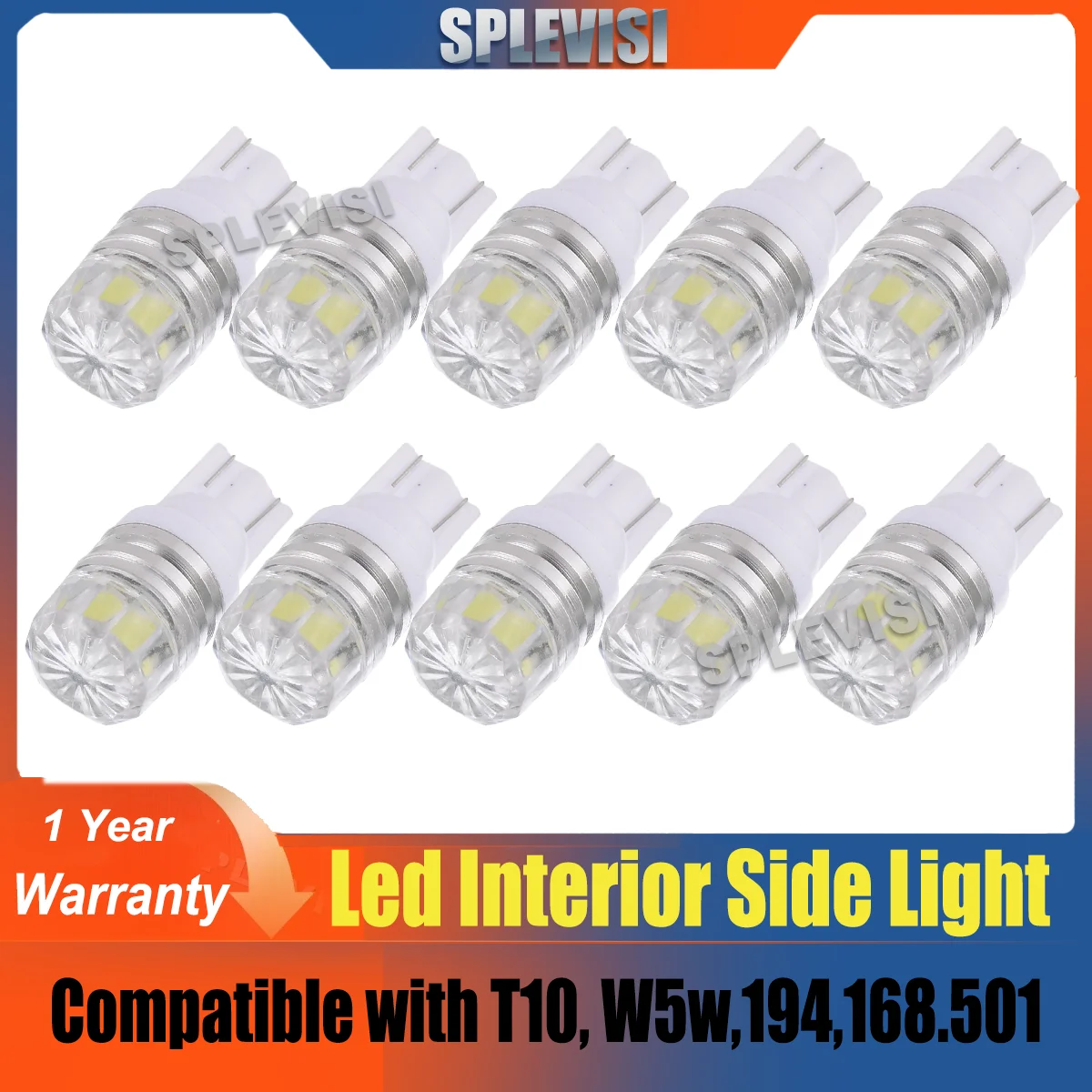 

T10 Acrylic Car Led Side Light Bulbs Number Plate W5W Interior Xenon White Canbus brand-new Bulb 6000K 194 168 501