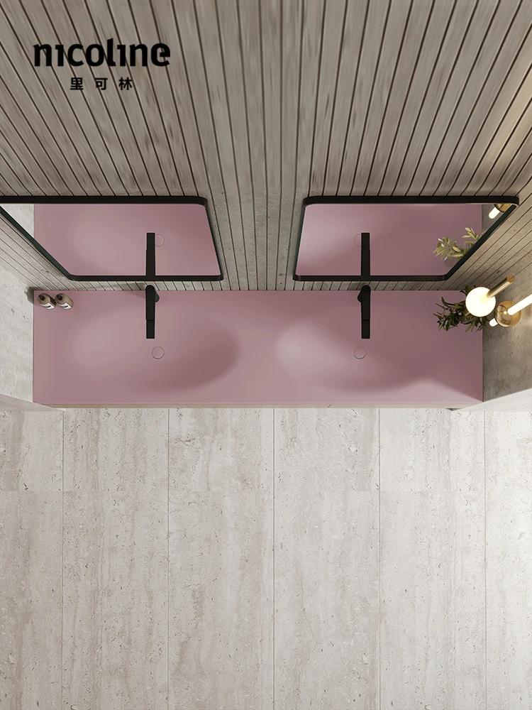 Lin pink matte pure acrylic wall-mounted under-counter single basin double basin hand wash face