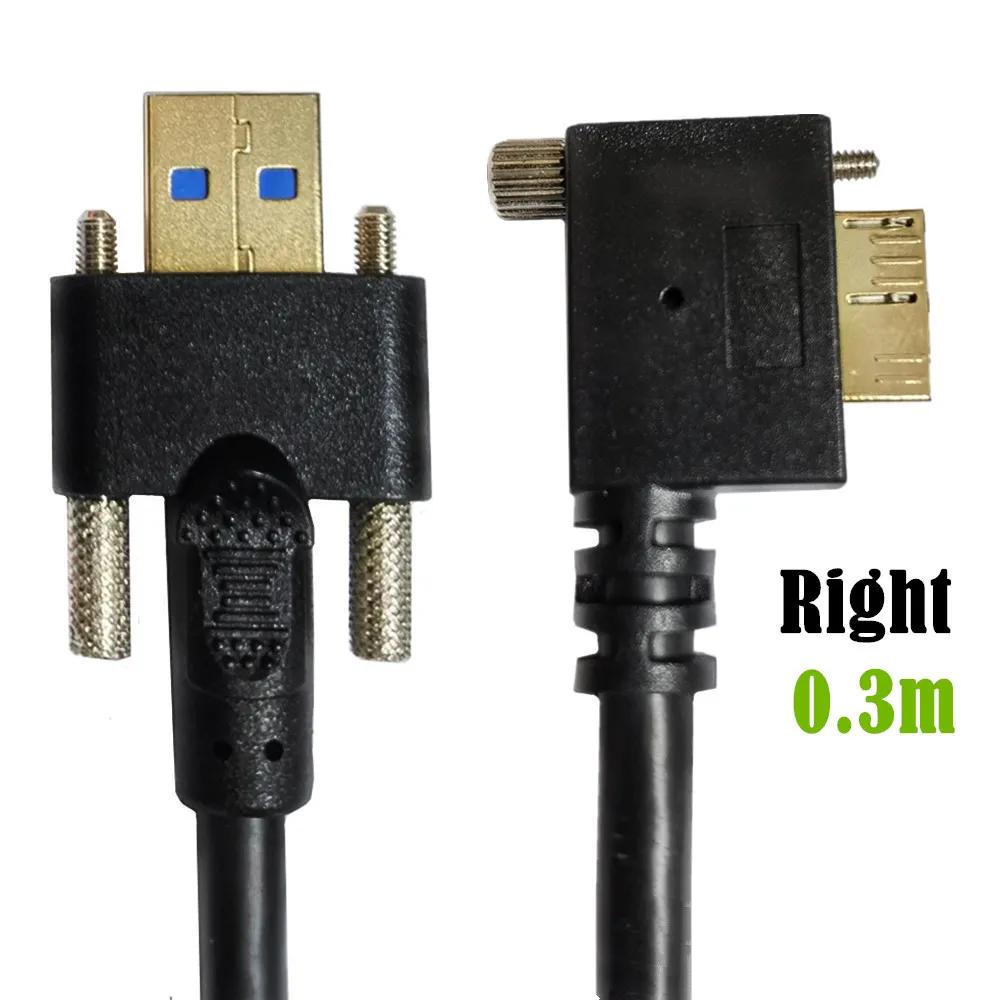 USB 3.0 a Male to Micro B Male Bendable Cable with Dual M3 Screw Locking - Data Sync & Charging Cord 0.3m/1m/2m Options Availabl