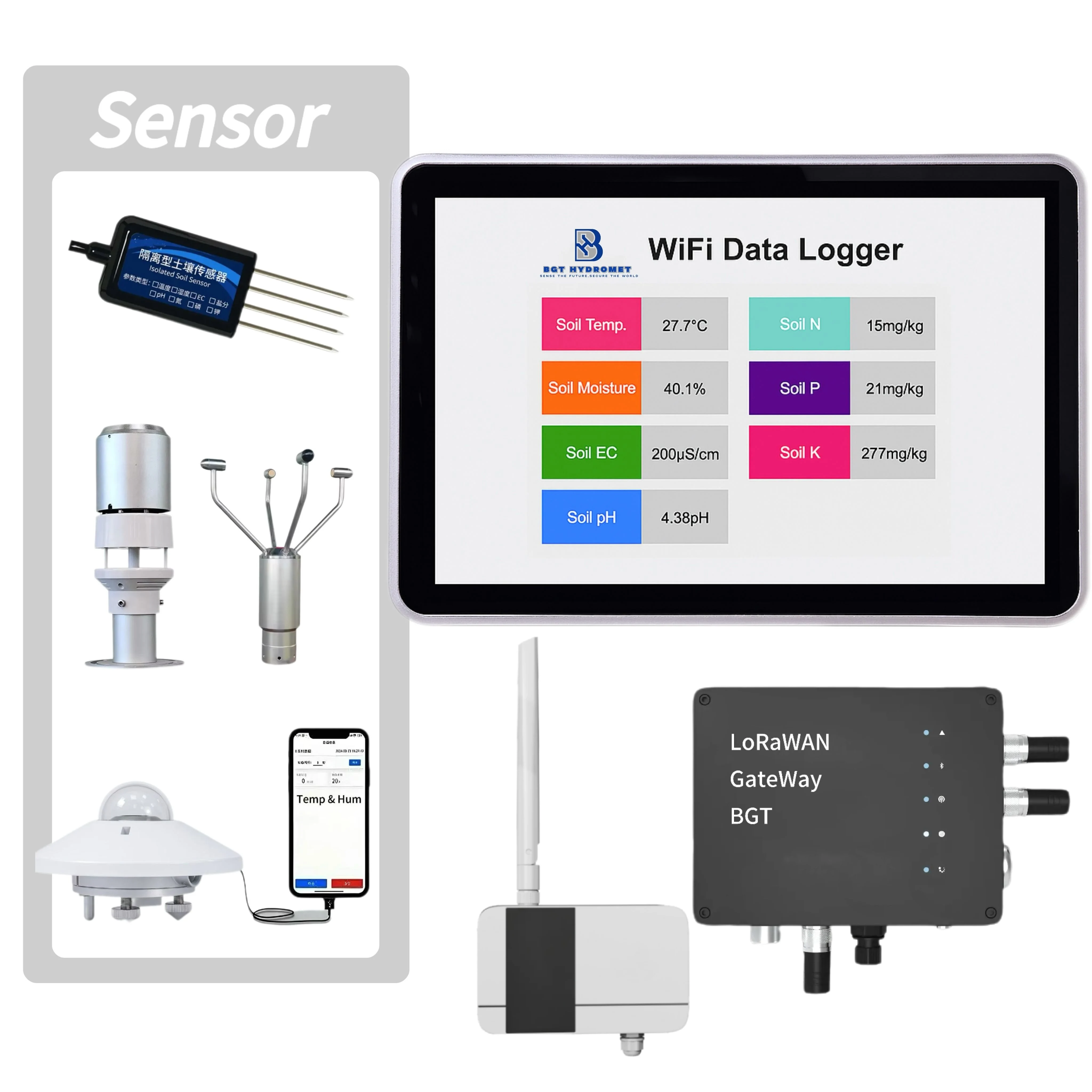 

2026 Smart Agriculture Recorder with Soil Moisture pH EC Nutrient Sensor Compatibility Data Logger