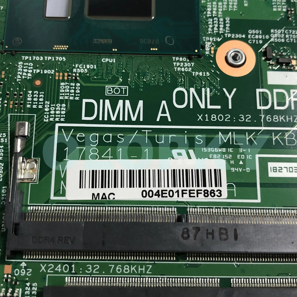 17841-1 FOR dell Inspiron 14 3476 3478 15 3576 3578 Laptop Motherboard DDR4 with I5 I7-7th/8th Gen CPU  2GB GPU Mainboard