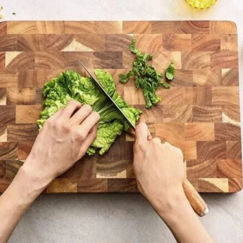 Double-sided Acacia Wood Cutting Board Premium Spliced Chopping Board Drain and Damp-Proof Kitchen Tool