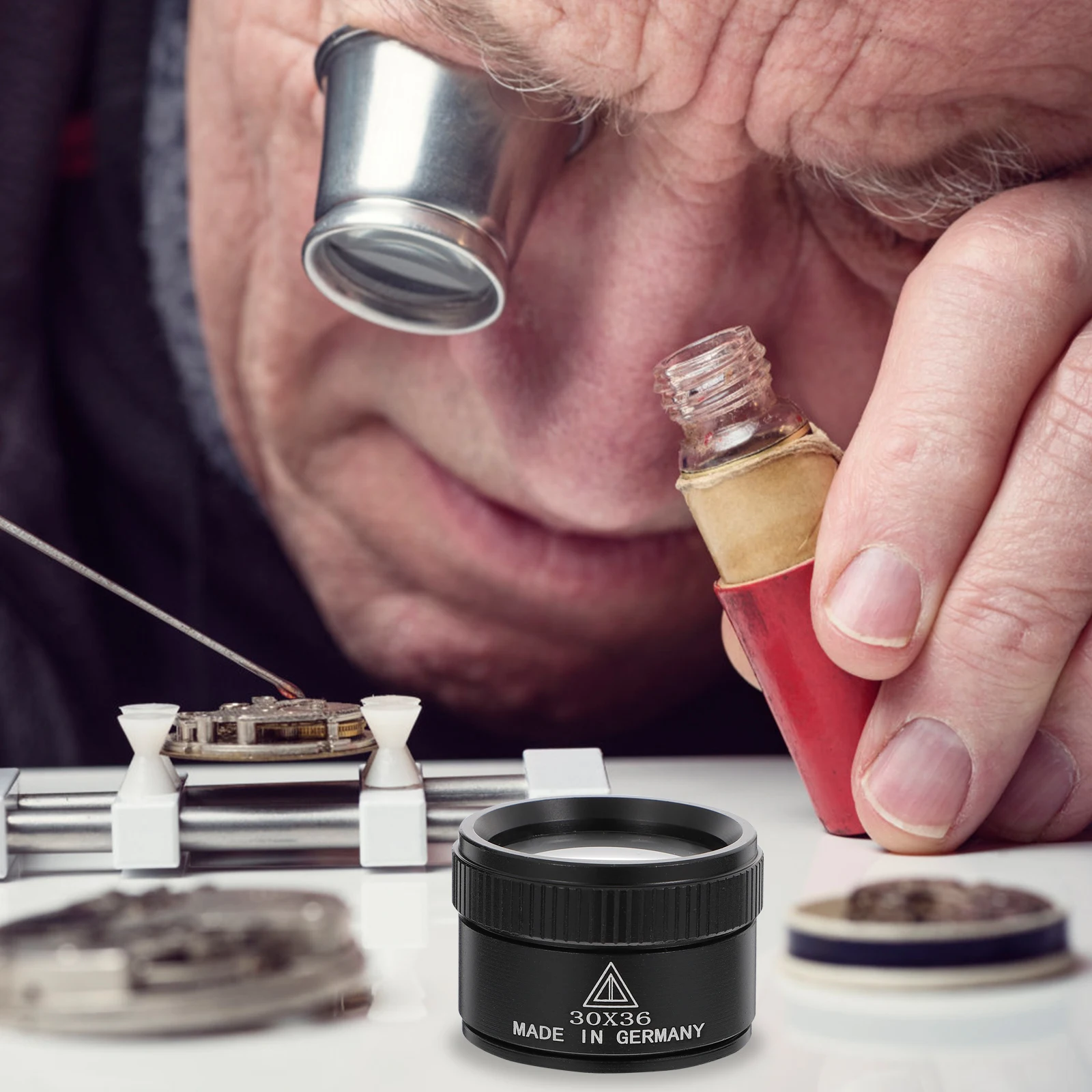 

Optical Magnifier 2 Lens 30X Loupe Microscope for Jewelry Coins Stamps Electronics Miniatures Hobbies Optical Magnifier