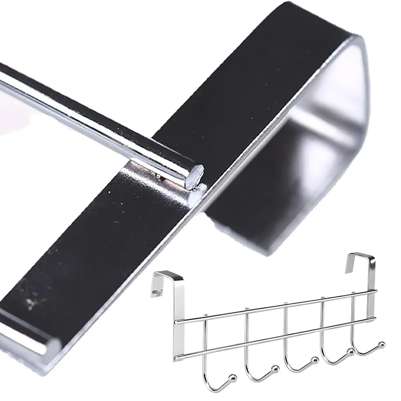 1/2pcs Stainless Steel 5-Hook Cabinet Hooks Rust-Resistant Storage Rack for Behind Doors Kitchens Cabinets and Bathrooms