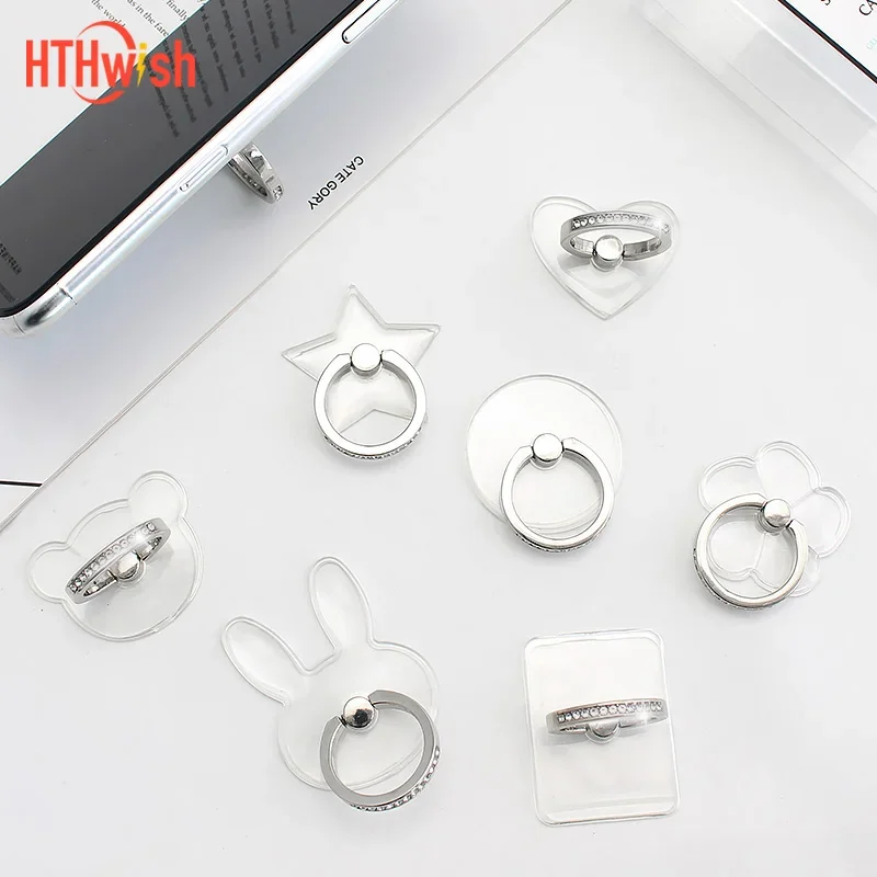 

Transparent Finger Ring Mobile Phone Holder Foldable Phone Stand 360 Degree Rotation for IPhone 11 12 Samsung Phone Accessories