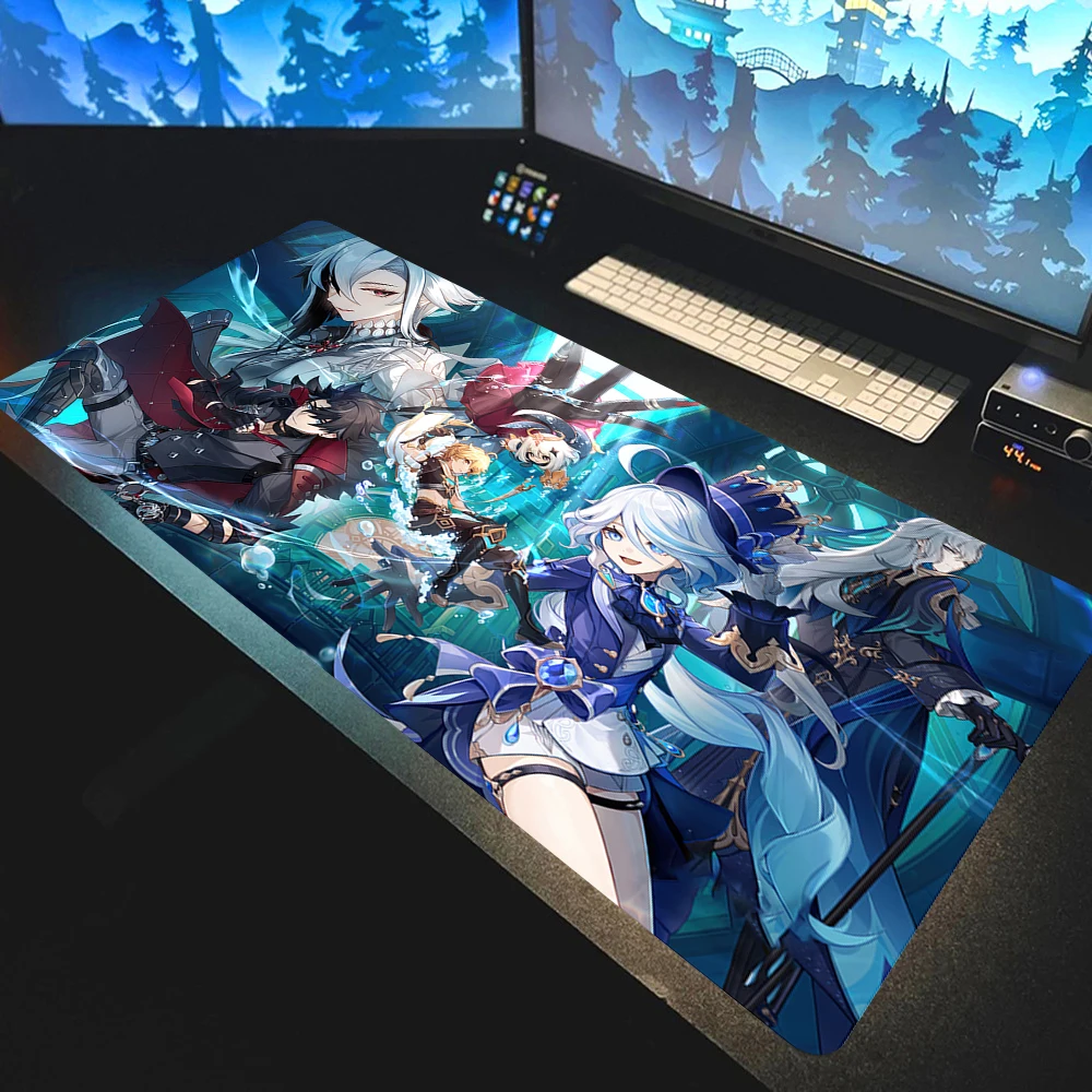 Anime Mousepad Genshin Impact Mouse Pads Gamer Mat Xxl Pc Accessories Desk Protector Keyboard Pads Computer Desks Gaming Mats