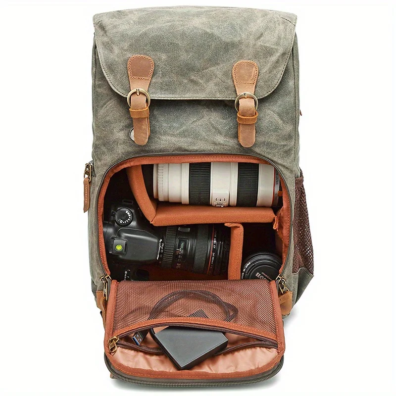 DSLR Camera Backpack Waterproof Large Capacity Canvas Travel Backpack Outdoor Laptop Bag