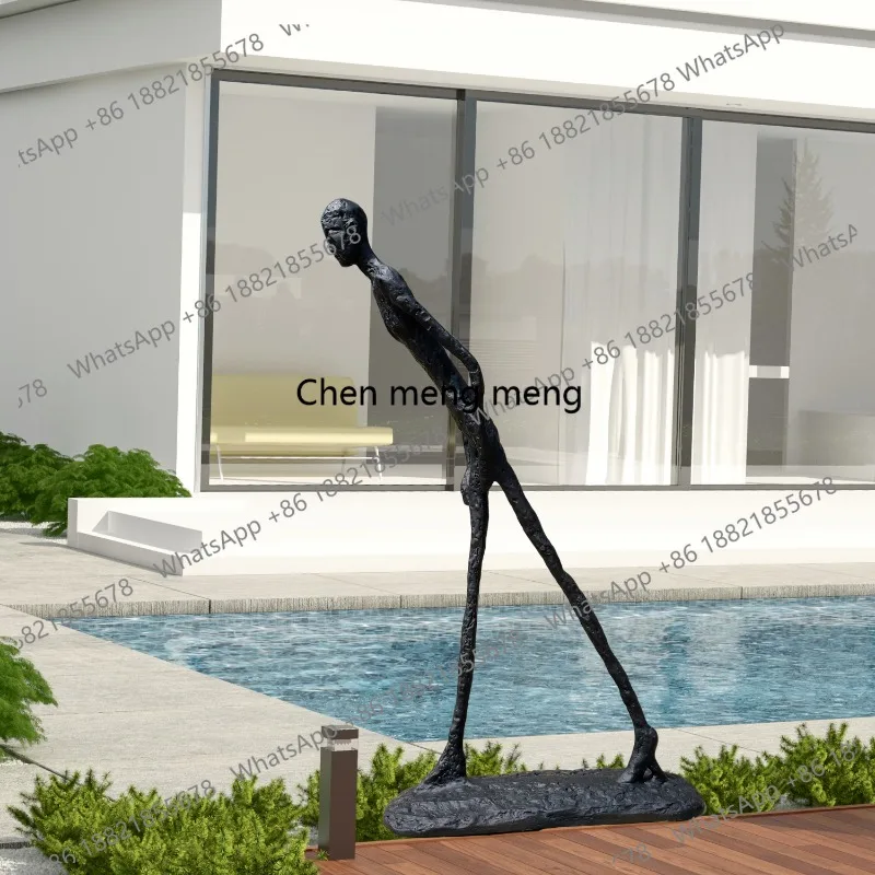 99cm Giacometti Bronze Walking Man Statue Hot Casting Abstract Large Decor Gift