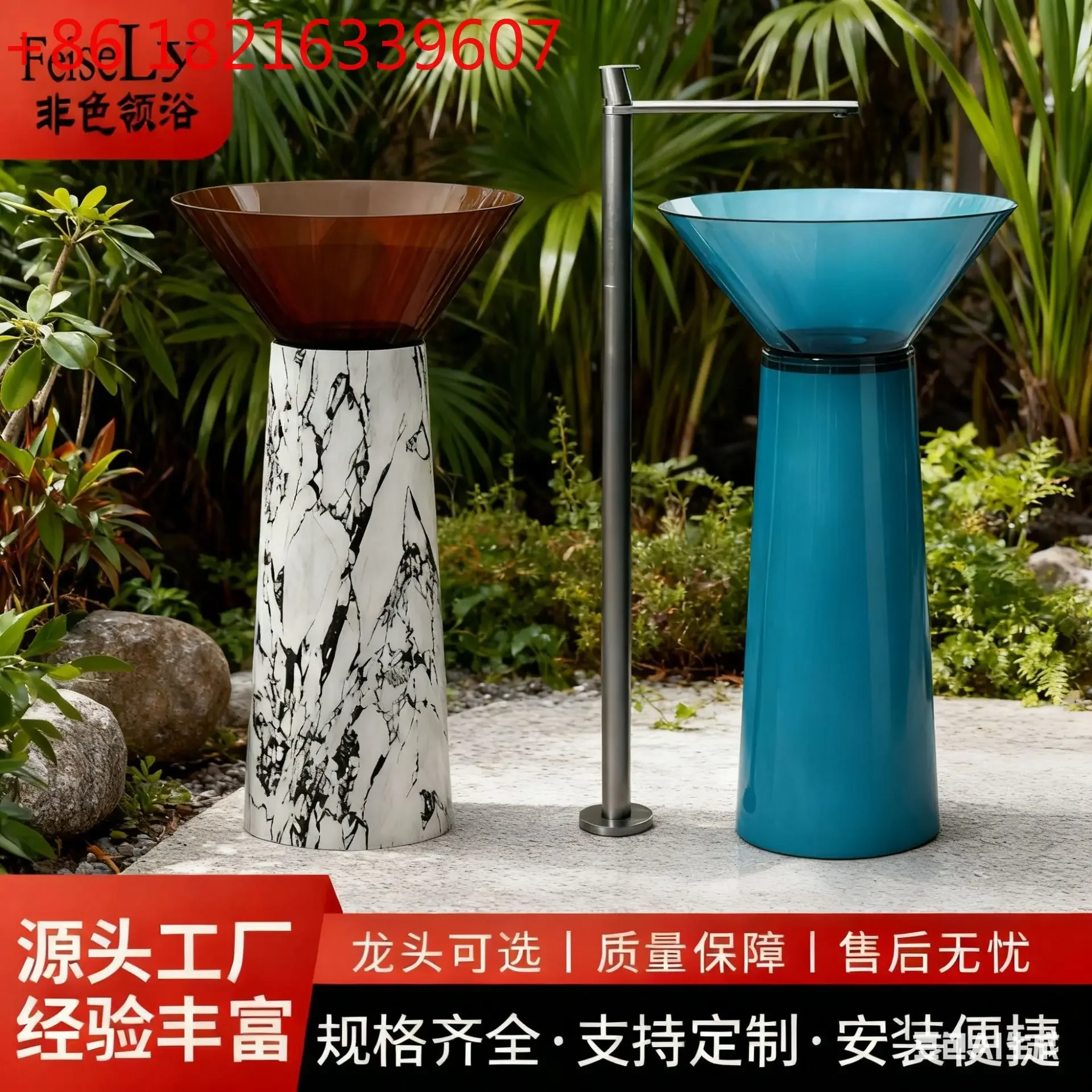 Transparent resin marble pattern wash basin hotel villa bed and breakfast washing table artificial stone