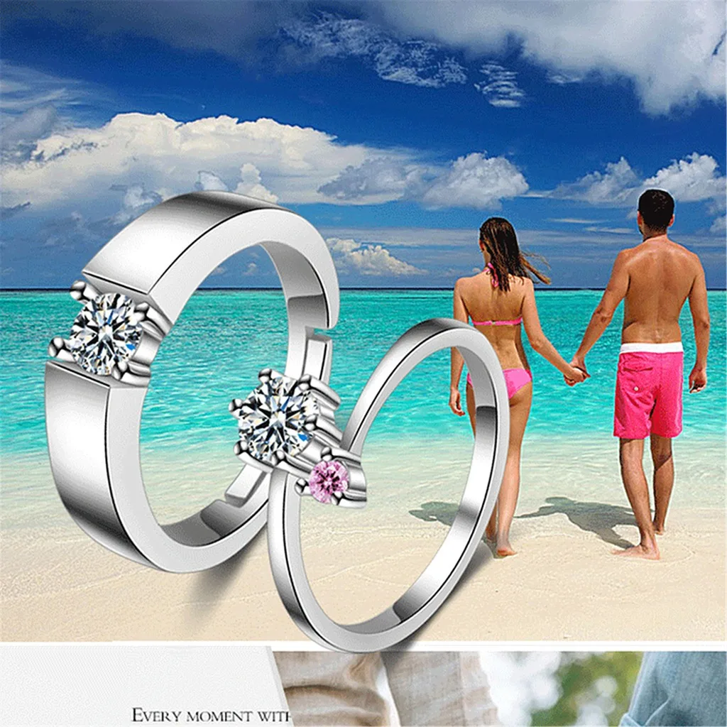 Luxury Zircon Couple Rings For Women Men Forever Unlimited Love Engagement Wedding Rings Charm Valentine's Day Jewelry