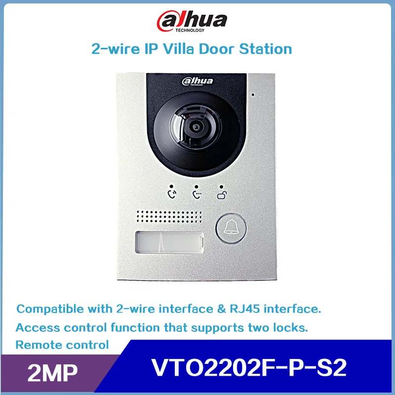 Dahua 2-draads Ip Villa Deur Station VTO2202F-P-S2 Ondersteuning Van Twee Sloten, En Afstandsbediening Via Smartphone