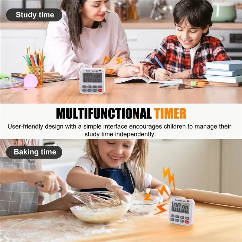 A96K-Big LCD Display Digital For Cooking Study Kitchen Timer Magnetic 99 Min 59 Sec Count Up Down