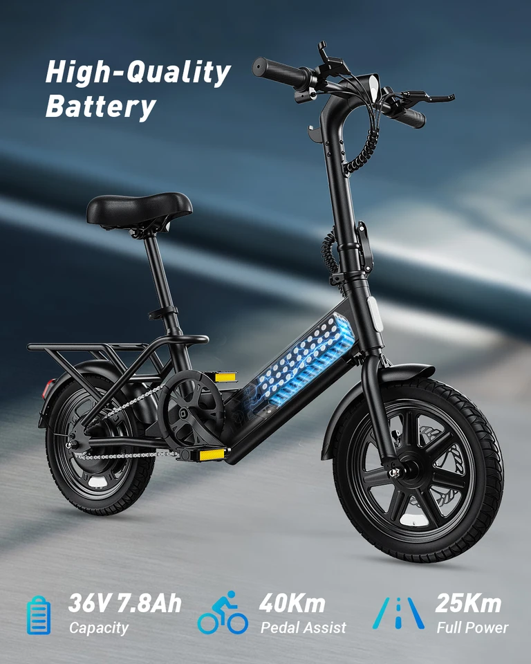 【1 Year Warranty】DYU C3 14 inch Folding Electric Bicycle Peak 500W Motor 280WH Battery Electric Bike,20mph City E-bike UL2849 image 2